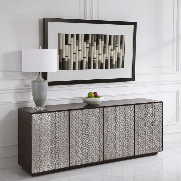 Flaxen Scroll - Shadow Box - Black / Blue / White