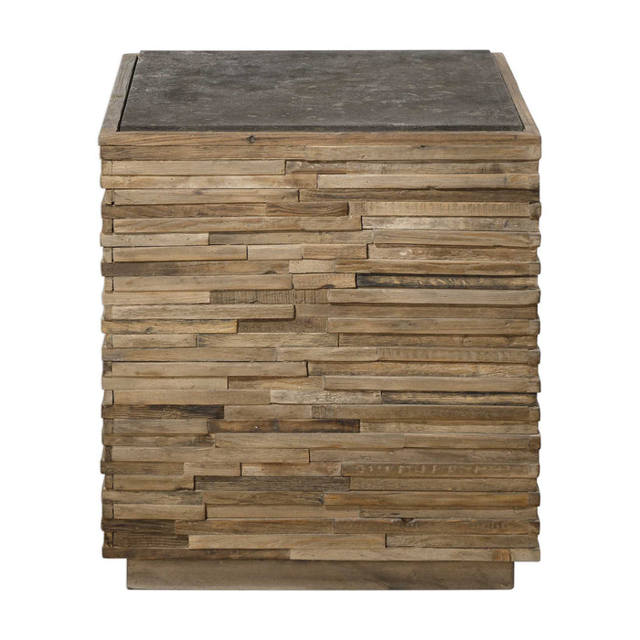 Malia - End Table - Gray / Woodtone