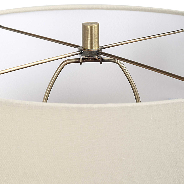 Table Lamp - Dark Green & Beige