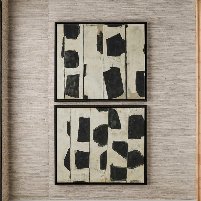 On The Line - Framed Canvases (Set of 2) - Black / Beige