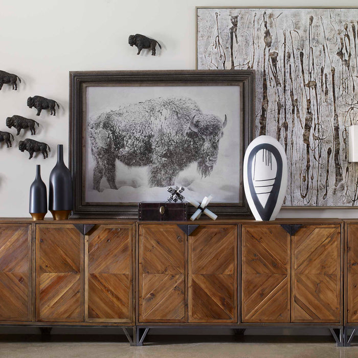 Bison - Metal Wall Sculpture - Bronze