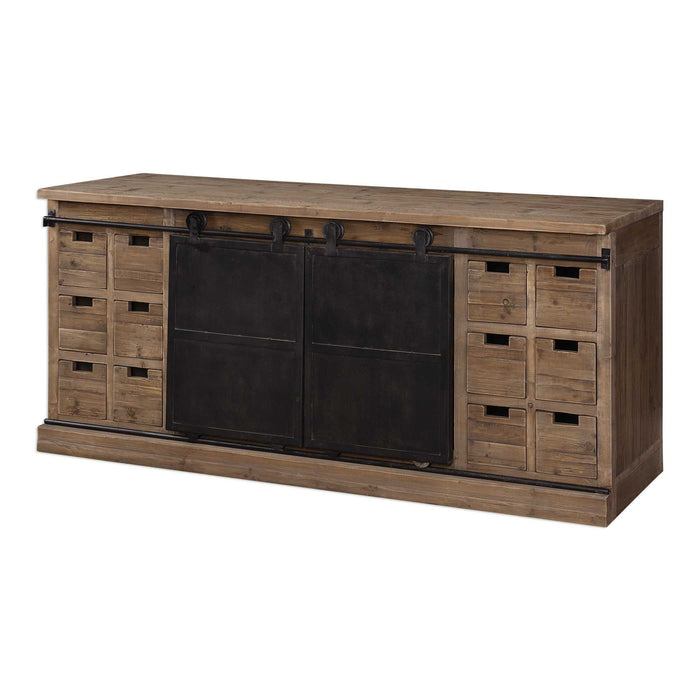 Leandrew - Media Console - Black / Woodtone