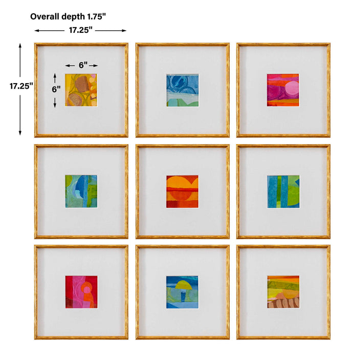 Petite Bijoux - Framed Canvases (Set of 9) - Brilliant