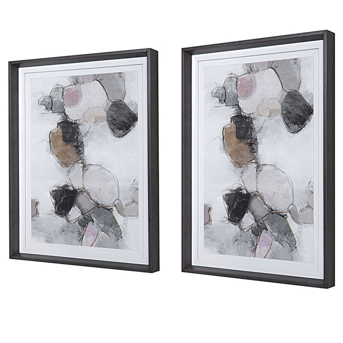 Plunging Pastels - Framed Prints (Set of 2) - Black / Brown / Gray