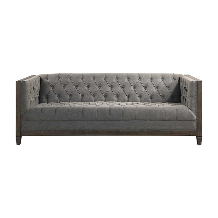 Melado Chesterfield - Sofa - Gray / Woodtone
