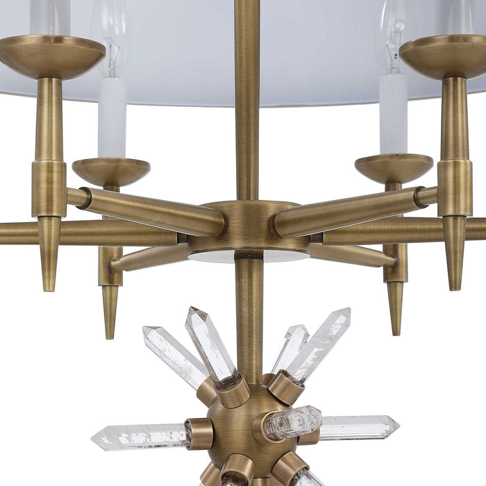 Star Quartz - 6 Light Pendant - Antique Brass
