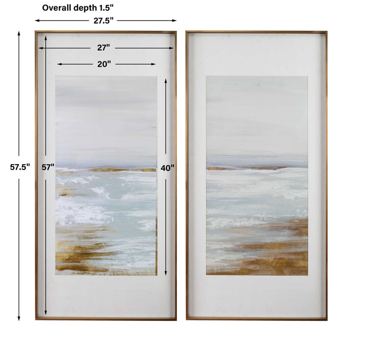 Coastline - Framed Prints (Set of 2) - Light Brown