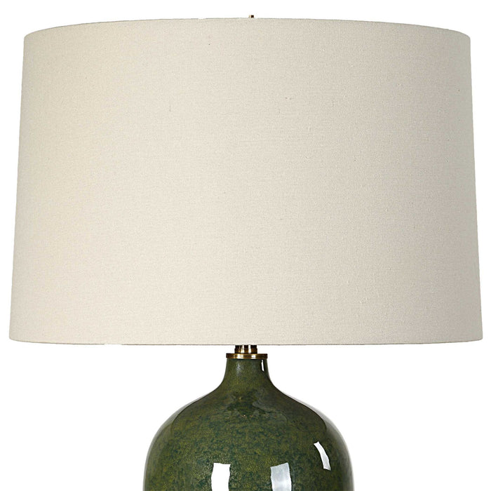 Table Lamp - Dark Green & Beige
