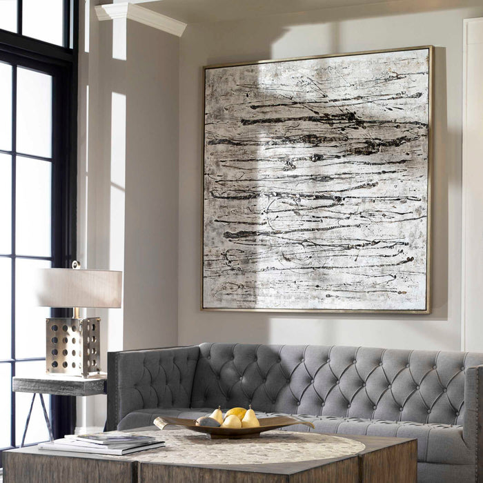 Scribbles - Hand Painted Canvas - Black / Brown / Gray