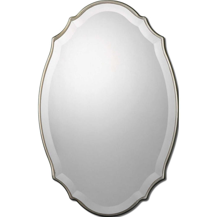 Shaped Beveled Mirror - Burnished Silver