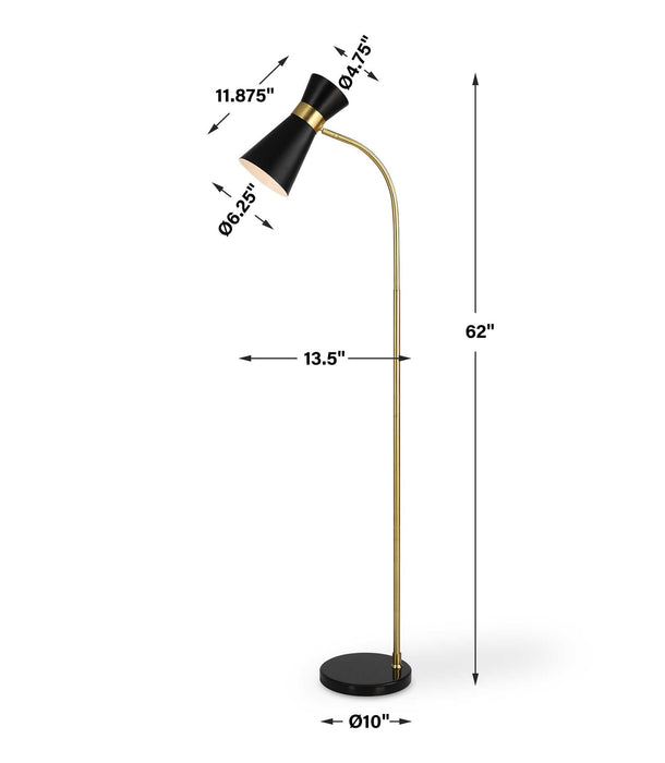 Floor Lamp With Marble Foot - Black & Gold