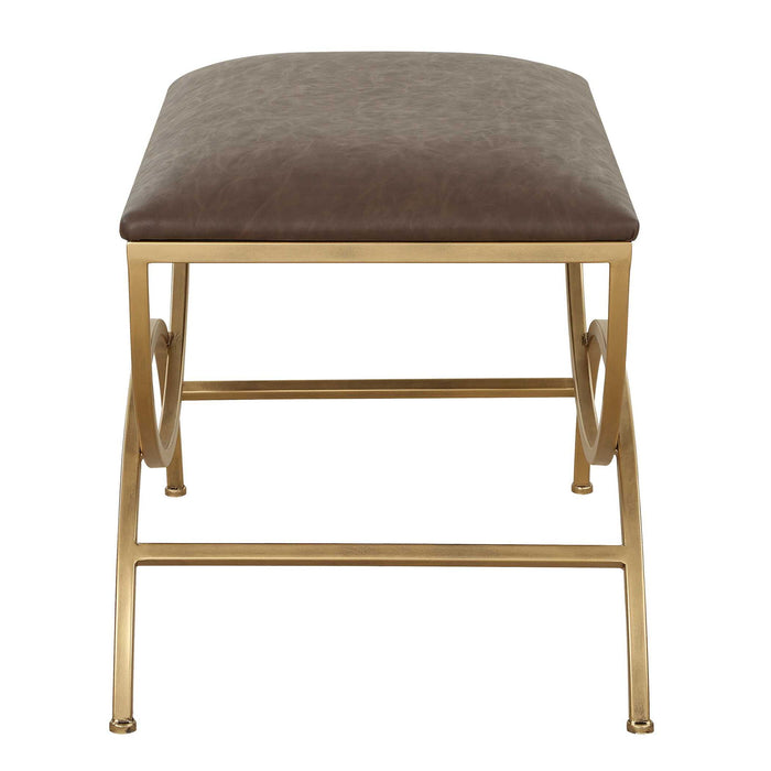 Accent Stool - Antique Brushed Brass / Dark Brown