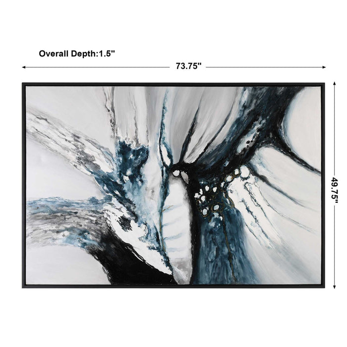 Go With The Flow - Hand Painted Canvas - Black / Blue / Gray