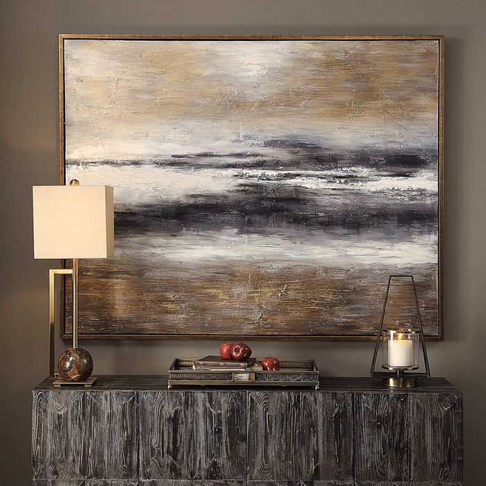 Moonlight - Hand Painted Canvas - Black / Bronze / Gold