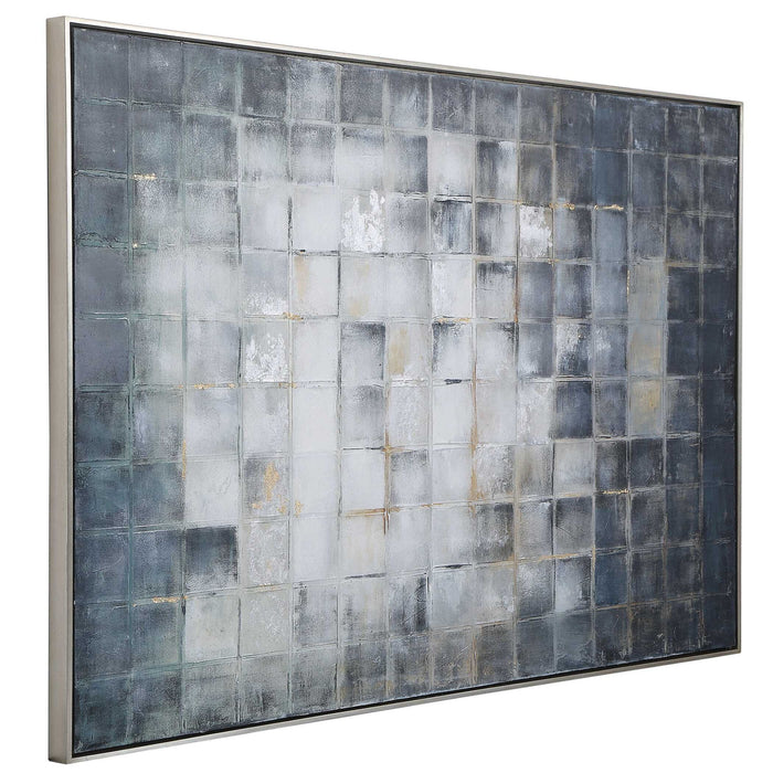 Graphs - Hand Painted Canvas - Blue / Gold / Gray