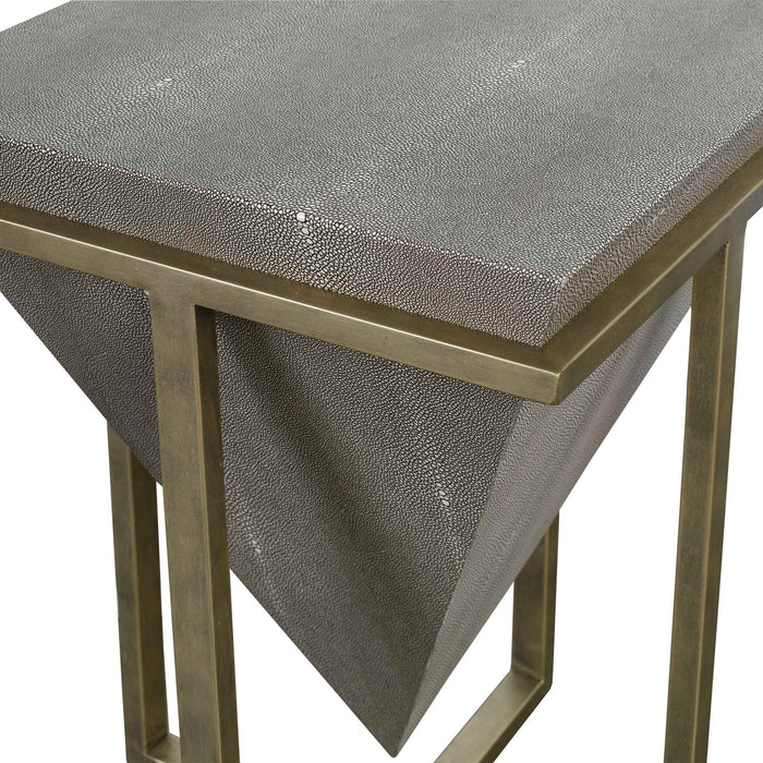 Bertrand - Shagreen Accent Table - Dark Gray & Gold