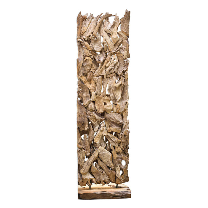 Amzi - Floor Sculpture - Brown / Woodtone