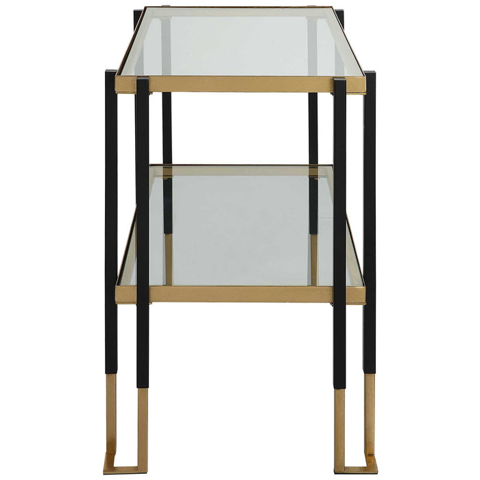Kentmore - Glass Side Table - Black & Gold