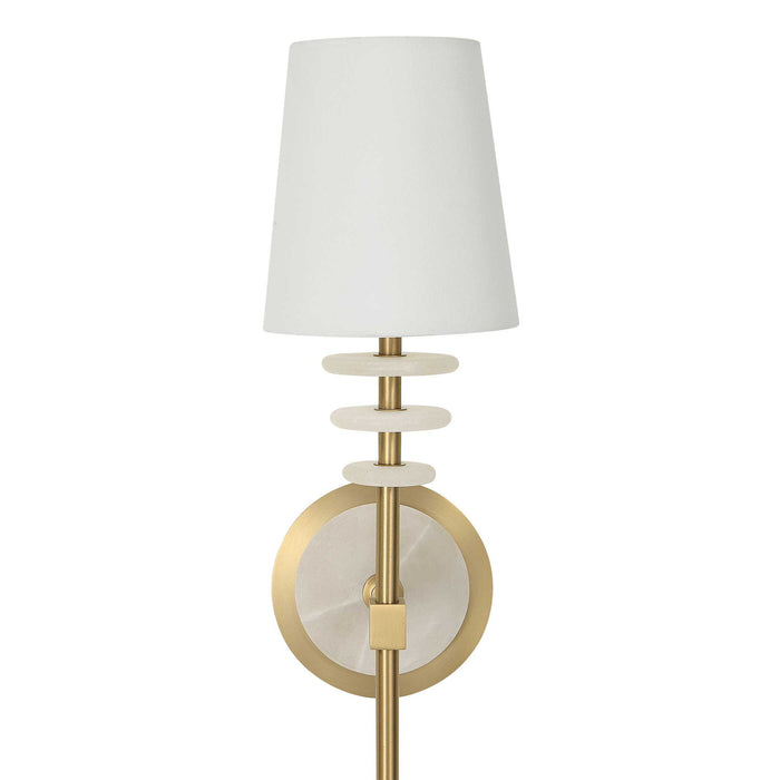 Alabaster Torch - 1 Light Sconce - Brass / White