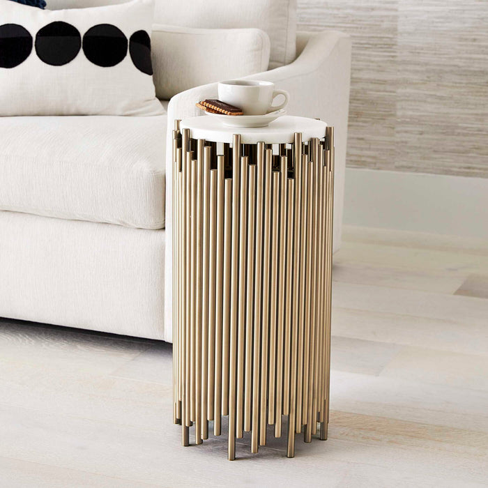 Pipe Dream - Accent Table - Brass / White