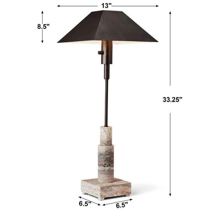 Telescope - Buffet Lamp - Gray Travertine/Bronze