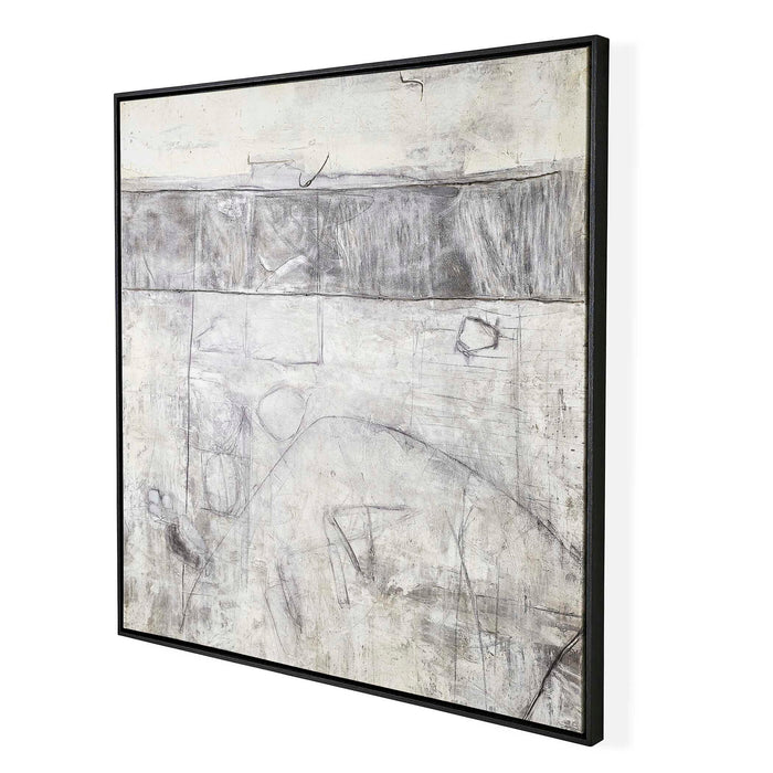 Edge Of Day - Framed Canvas - Black / Gray / White