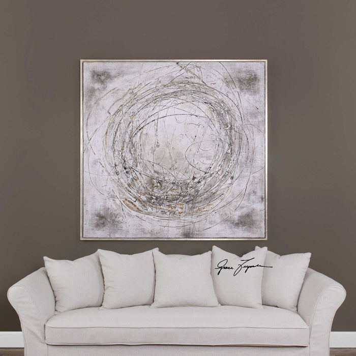 Graffiti - Hand Painted Canvas - Gray / White