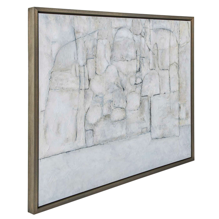 City Line - Framed Canvas - Gray / White / Woodtone