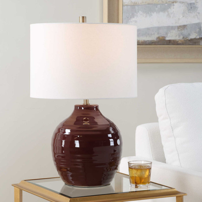 Table Lamp - Ruby Red / Antique Brass