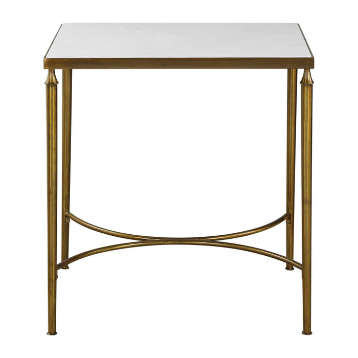 Brooklyn - Side Table - Brass / White