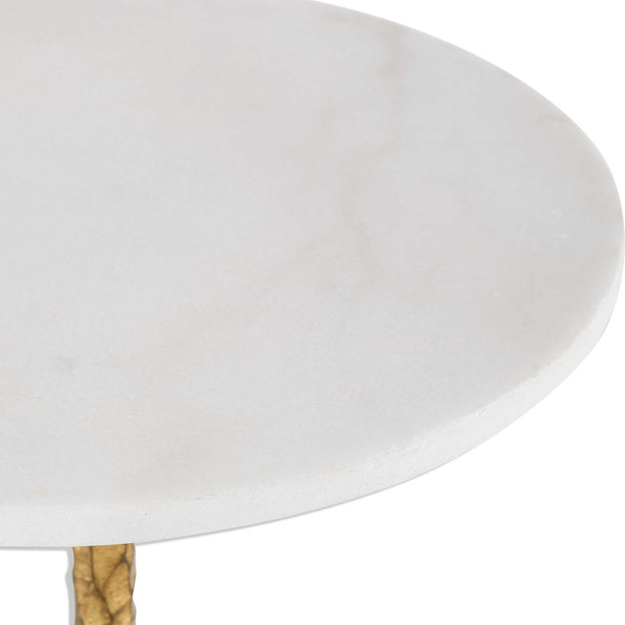 Chiseled - Side Table - Gold / White