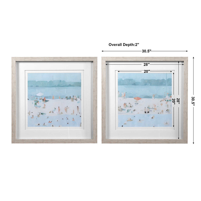 Sea Glass Sandbar - Framed Prints (Set of 2) - Light Blue