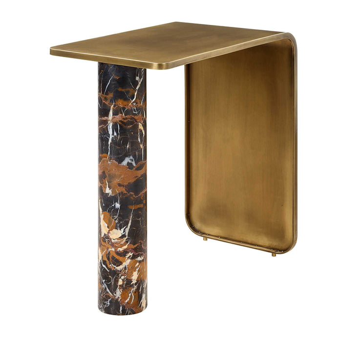 Pillar of Strength - Accent Table - Black / Brass / Brown