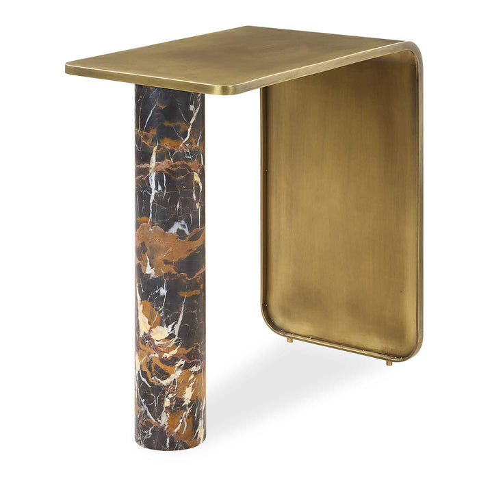 Pillar of Strength - Accent Table - Black / Brass / Brown