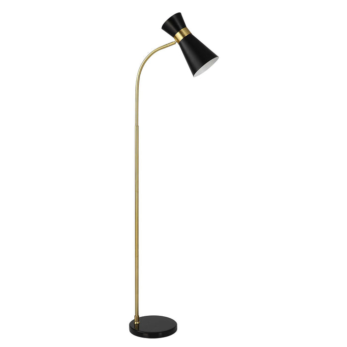 Floor Lamp With Marble Foot - Black & Gold