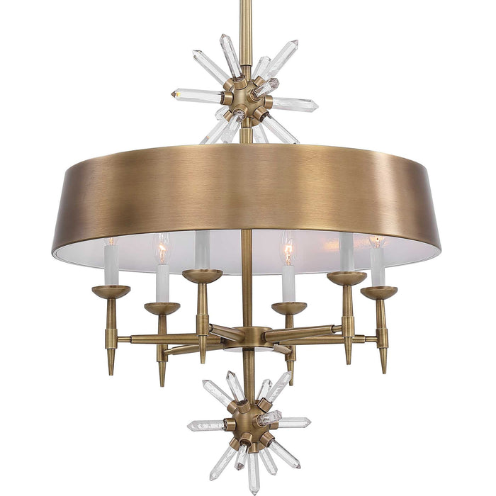 Star Quartz - 6 Light Pendant - Antique Brass