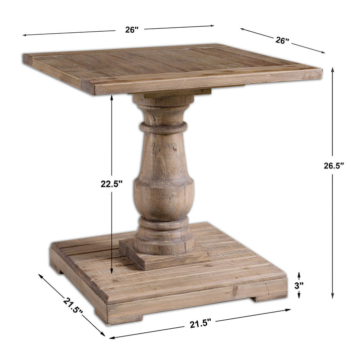 Stratford - Pedestal End Table - Light Brown