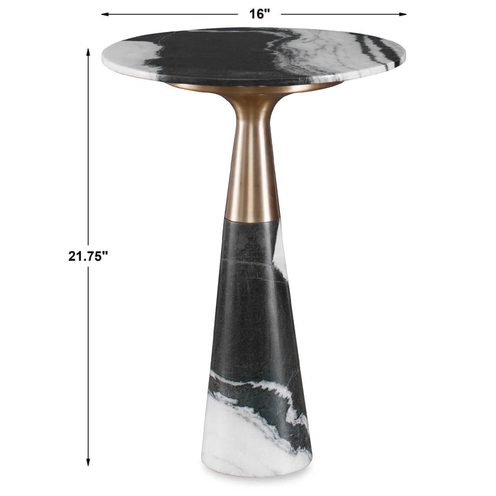 Panda - Accent Table - Black / Brass / White