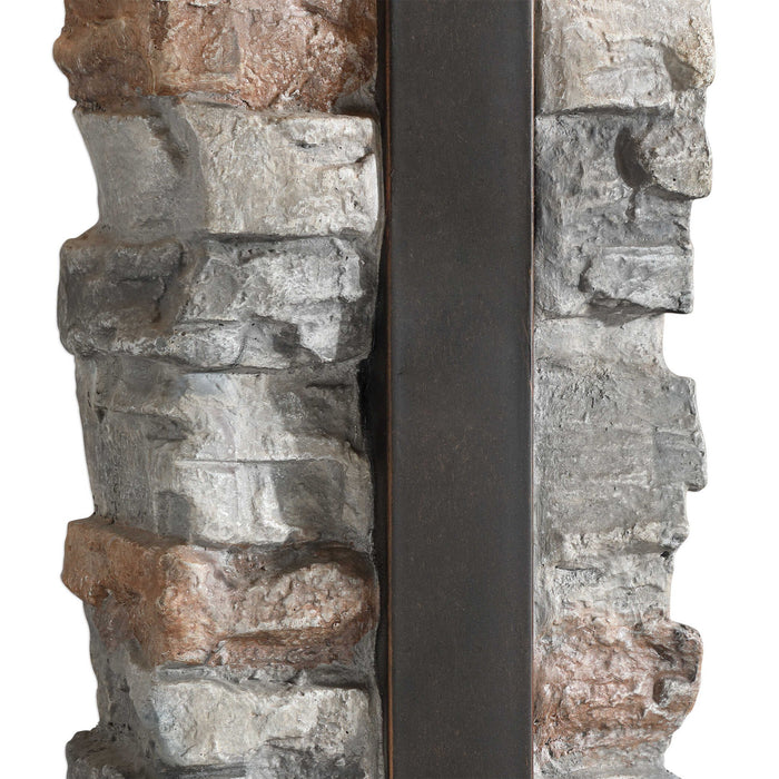 Kodiak - Stacked Stone Lamp - Beige & Dark Gray