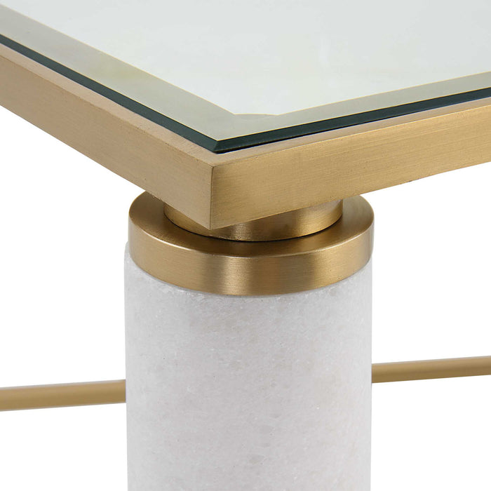 White - Pillar Coffee Table - Bronze / White