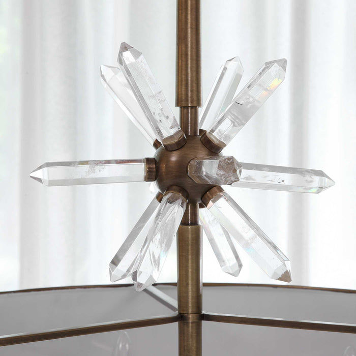 Star Quartz - 6 Light Pendant - Antique Brass