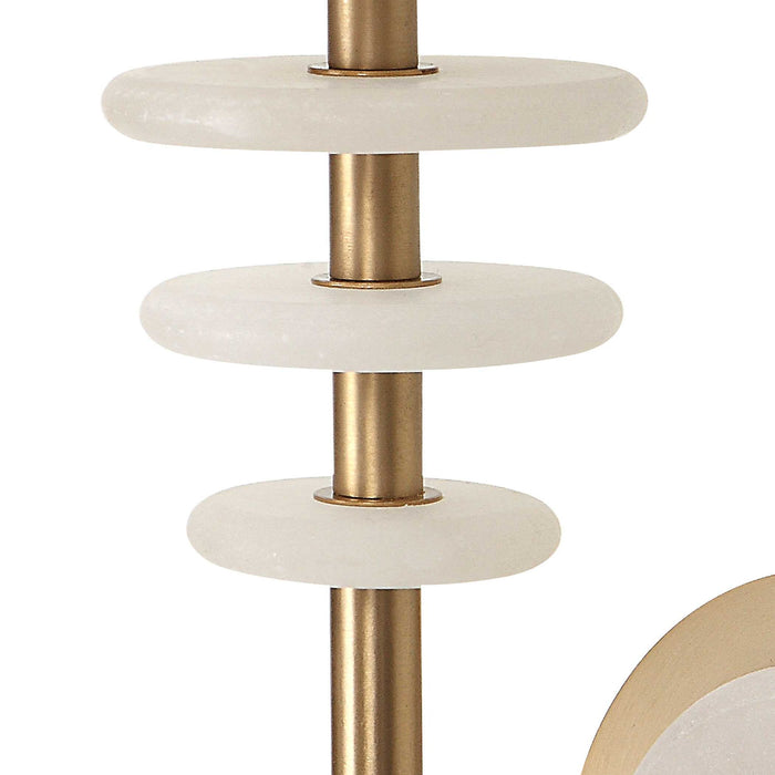 Alabaster Torch - 1 Light Sconce - Brass / White