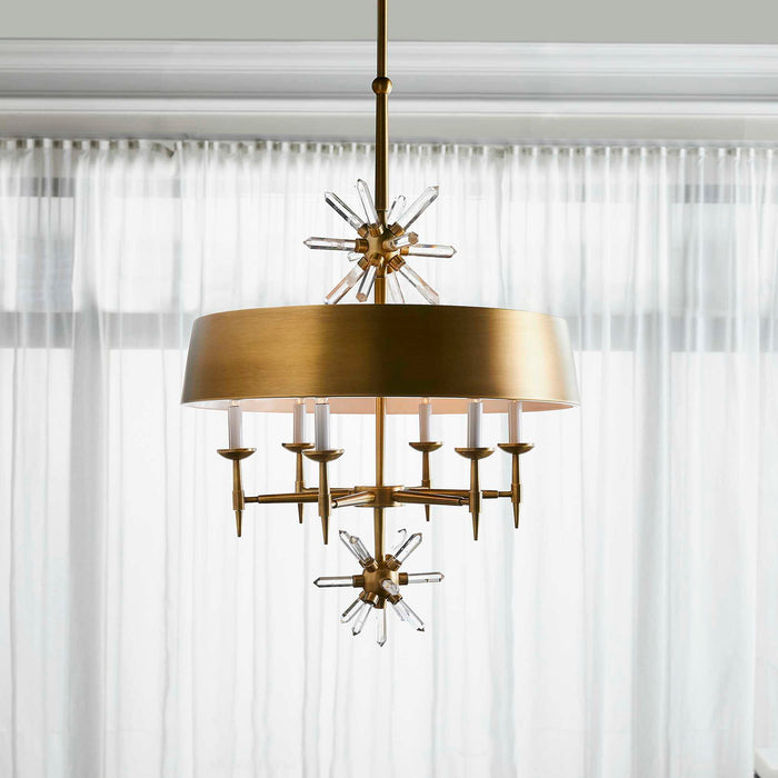 Star Quartz - 6 Light Pendant - Antique Brass