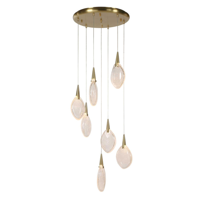 Deluge - 7 Light LED Pendant - Brass
