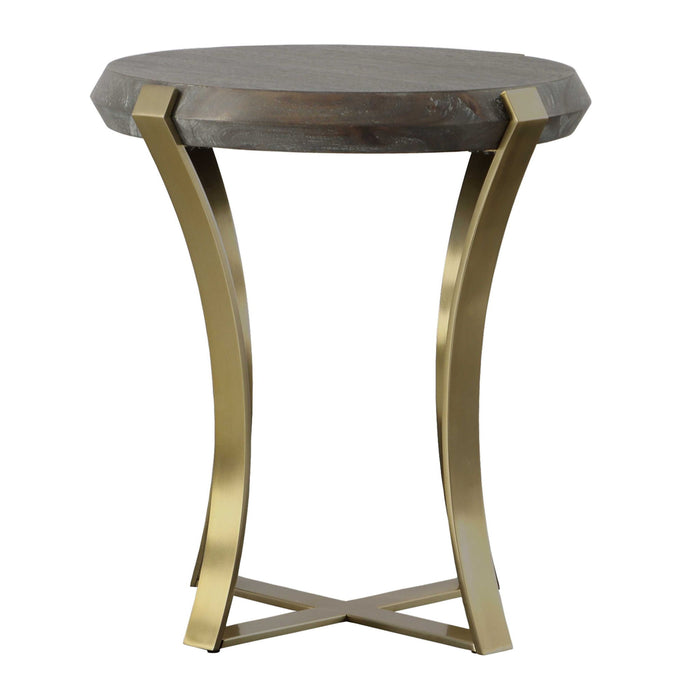 Unite - Brass Leg Wood Side Table - Dark Brown