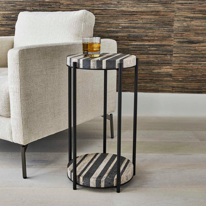 Strie - Accent Table - Black / White