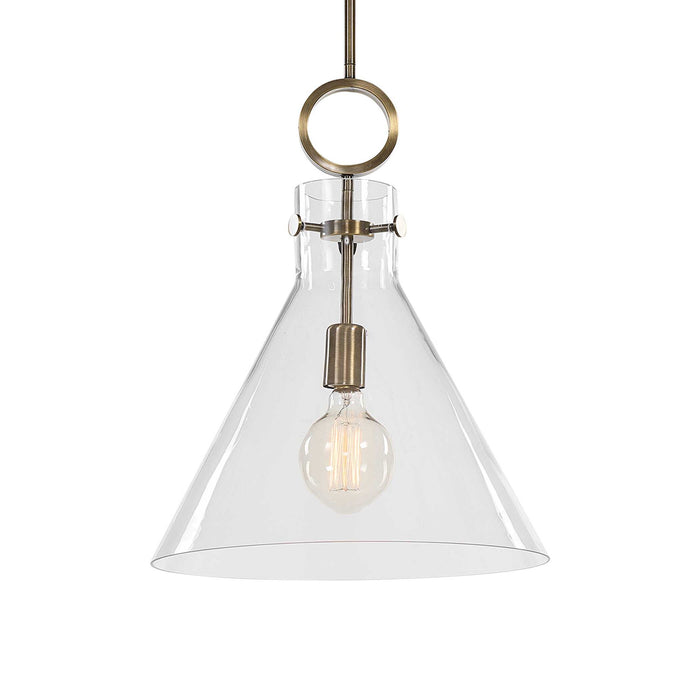 Imbuto - Funnel Glass 1 Light Pendant - White & Gold