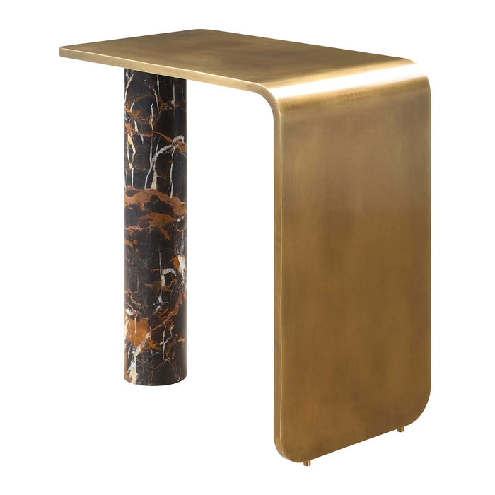 Pillar of Strength - Accent Table - Black / Brass / Brown