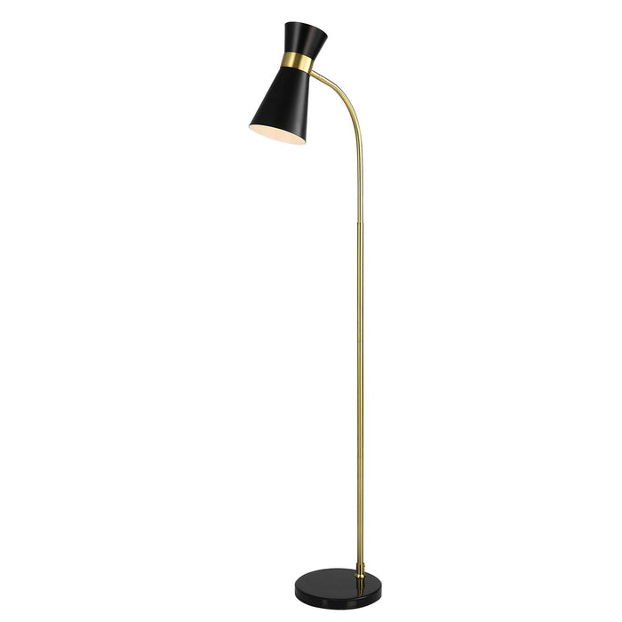 Floor Lamp With Marble Foot - Black & Gold