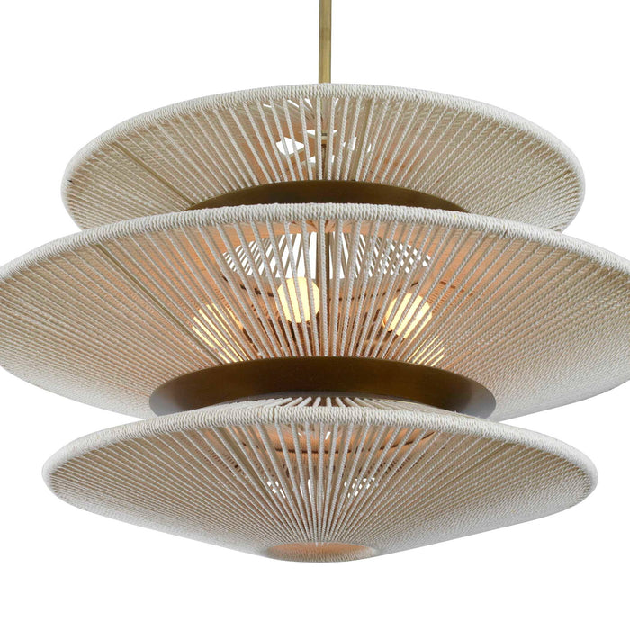 String Trio - 6 Light Pendant - Brass / White